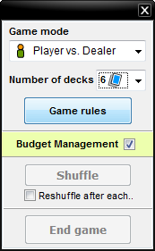 Blackjack Multi Advisor - Settings panel